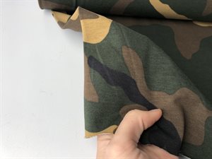 Bomuldsjersey - fed camouflage i brun og grøn